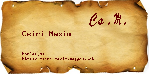 Csiri Maxim névjegykártya